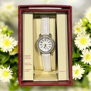 Merona Women’s Watch White W/ Crystal Accents NIB / NWT
